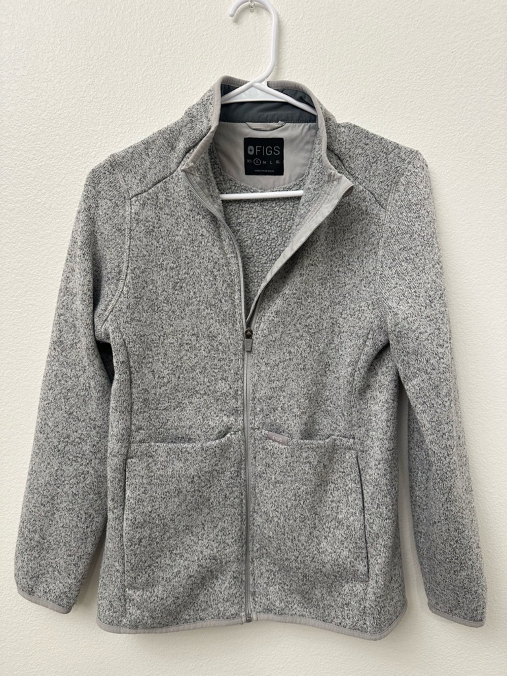 Figs Light Gray Sherpa-Lined Quarter-Zip Pullover
